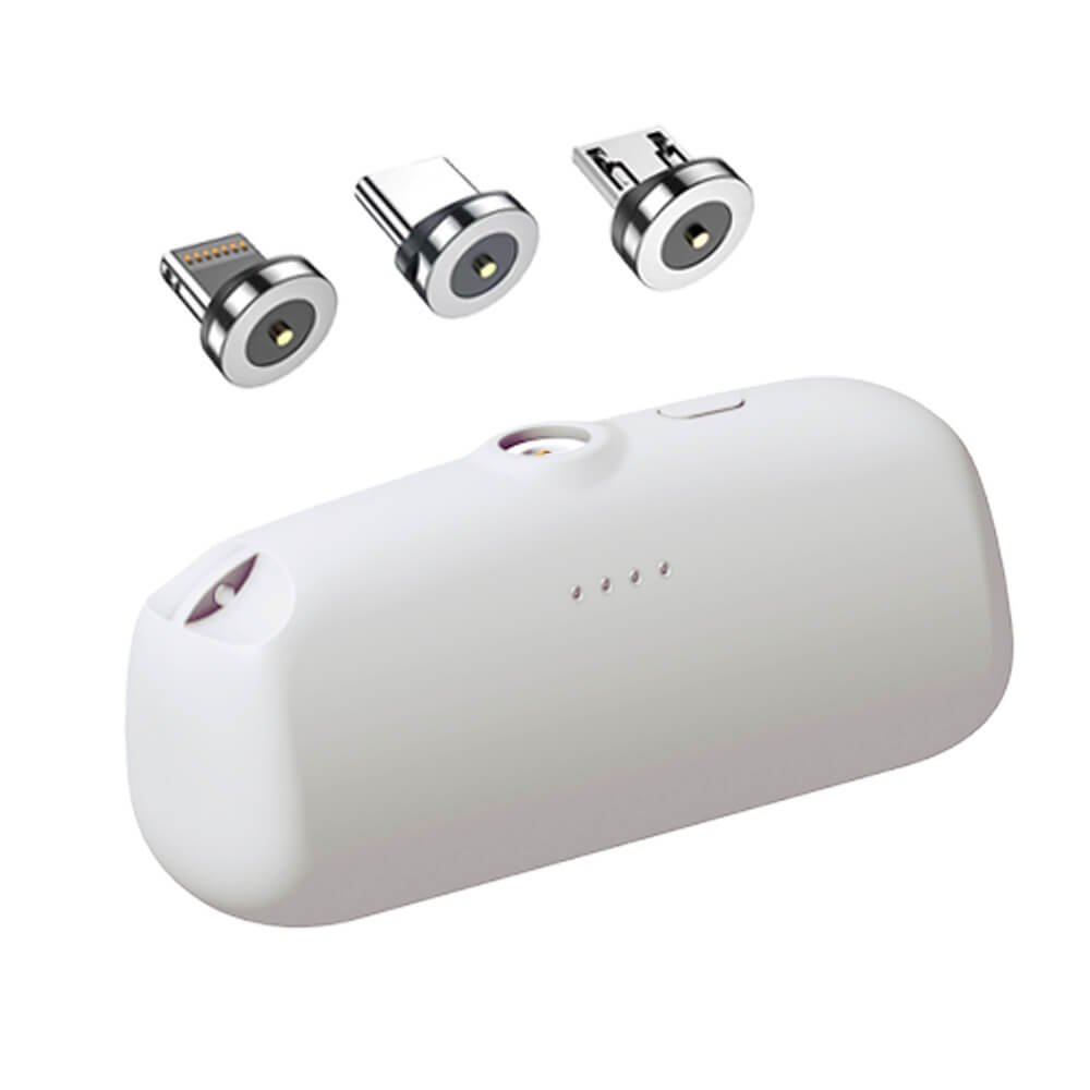 white-Capsule Magnetic Wireless Power Bank