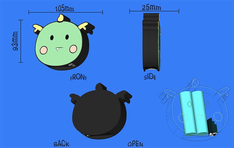 Power Bank con forma de cabeza de muñeca de dibujos animados