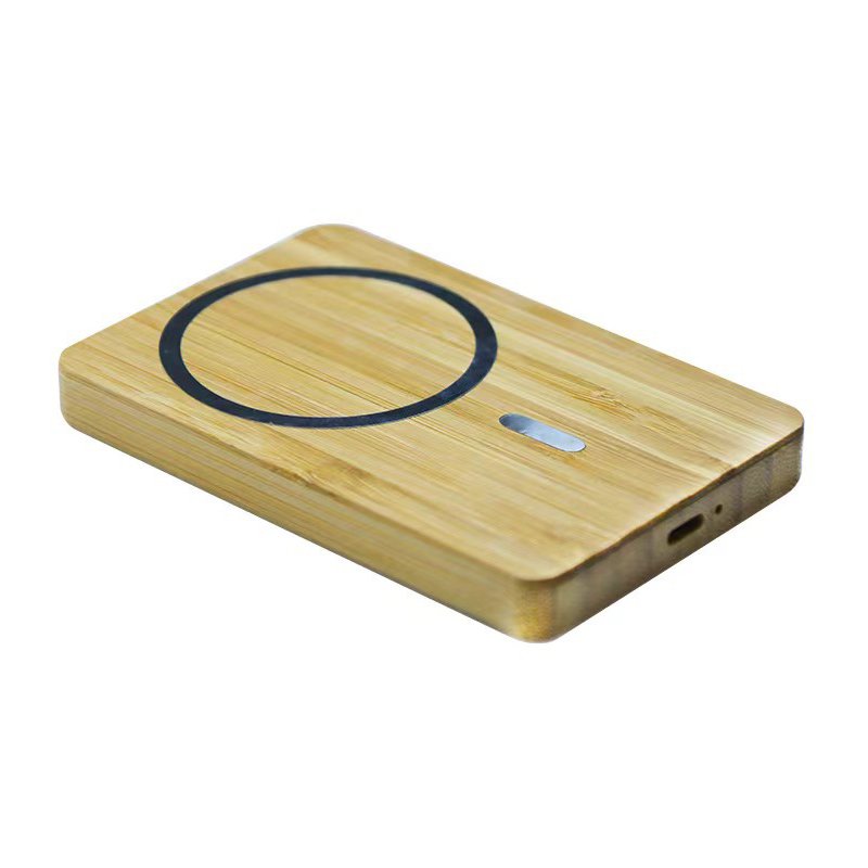 Banco de Energía Inalámbrico Magnético de Madera de Bambú 5000mAh Reserva de Energía Natural