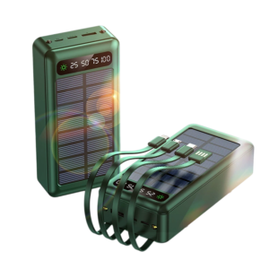 Cross-Border Solar Power Bank with Built-In Cable Super Large Capacity 50000 Mah