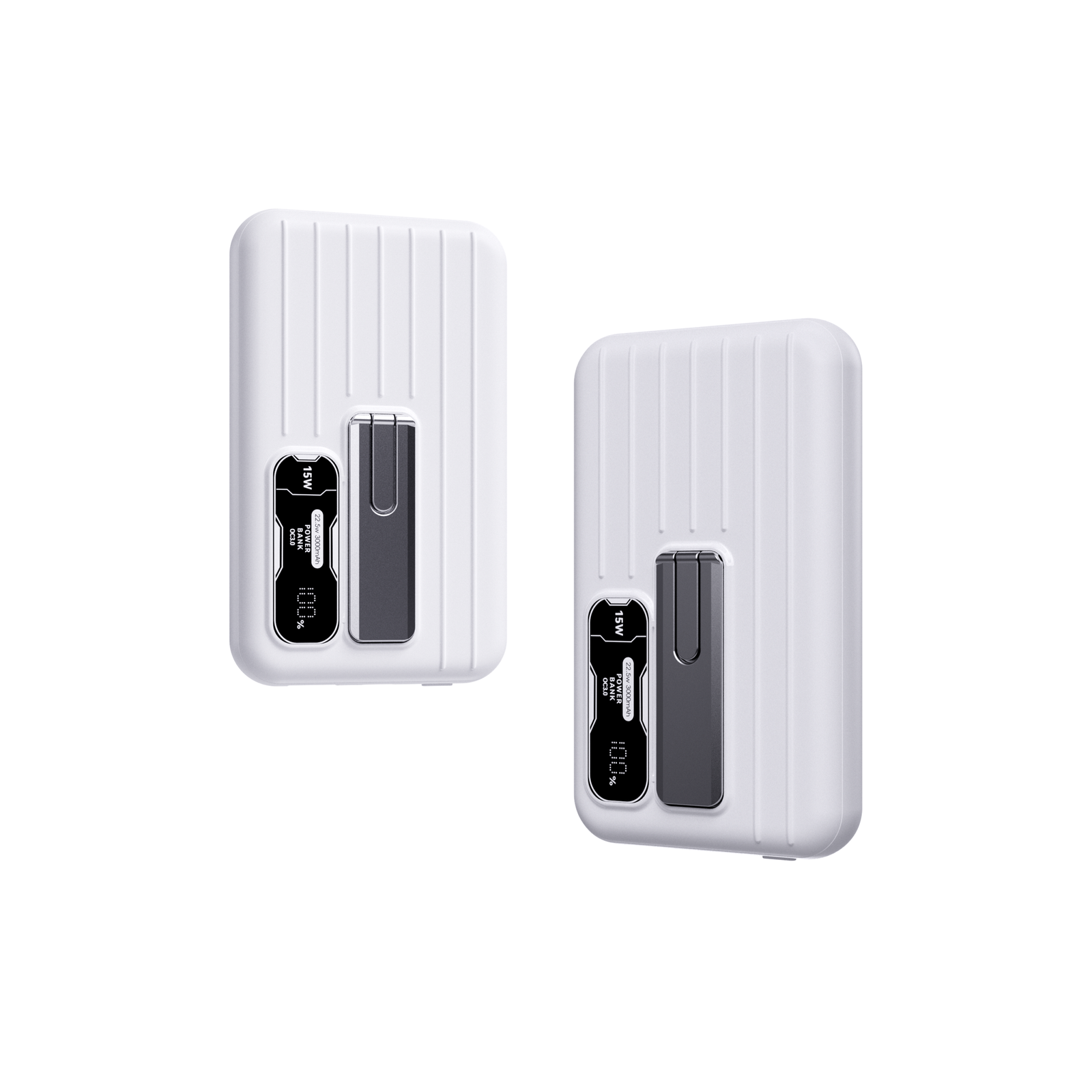 CHA-01 Dual-Angle View of Magnetic Wireless Power Bank with Stand